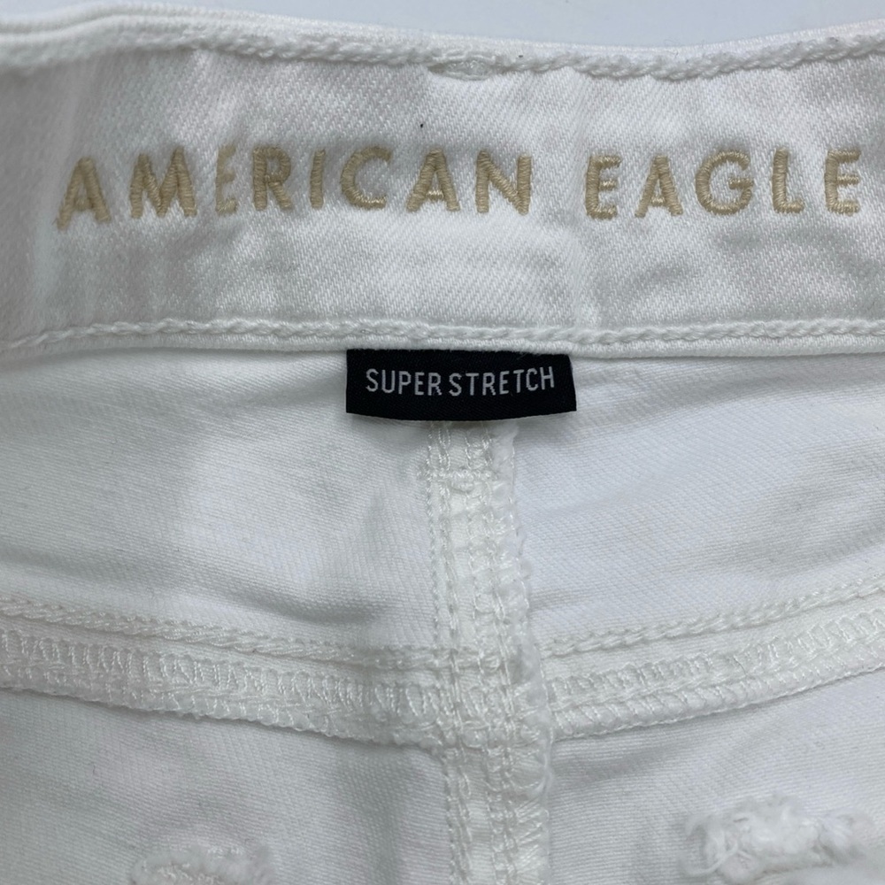 American Eagle Women's Super Stretch White Jean Shorts Cuffed 4 - Picture 4 of 5